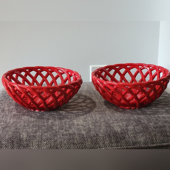 Pier 1 Red Accent Baskets with Lattice Design - Picture 1 of 10